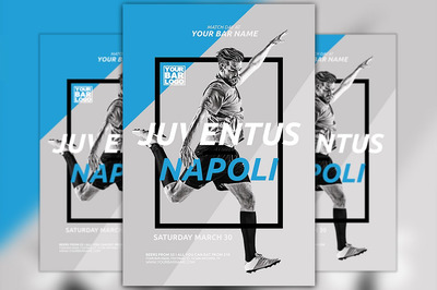 时尚足球海报设计 Soccer Game Flyer Template