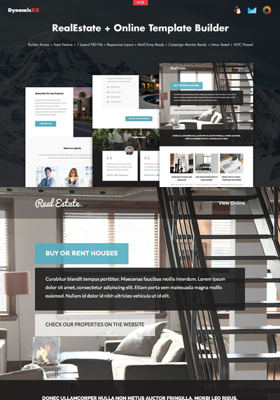 房产邮件模板 RealEstate + Online Template Builder