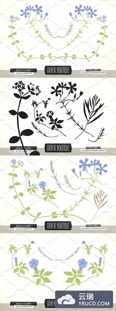 花卉漩涡插画 Flower swirls floral vector