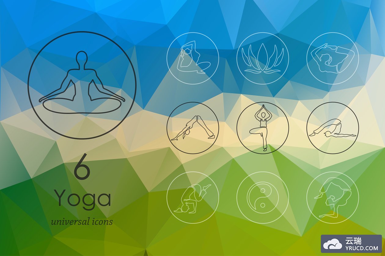 瑜伽图标素材 6 yoga icons
