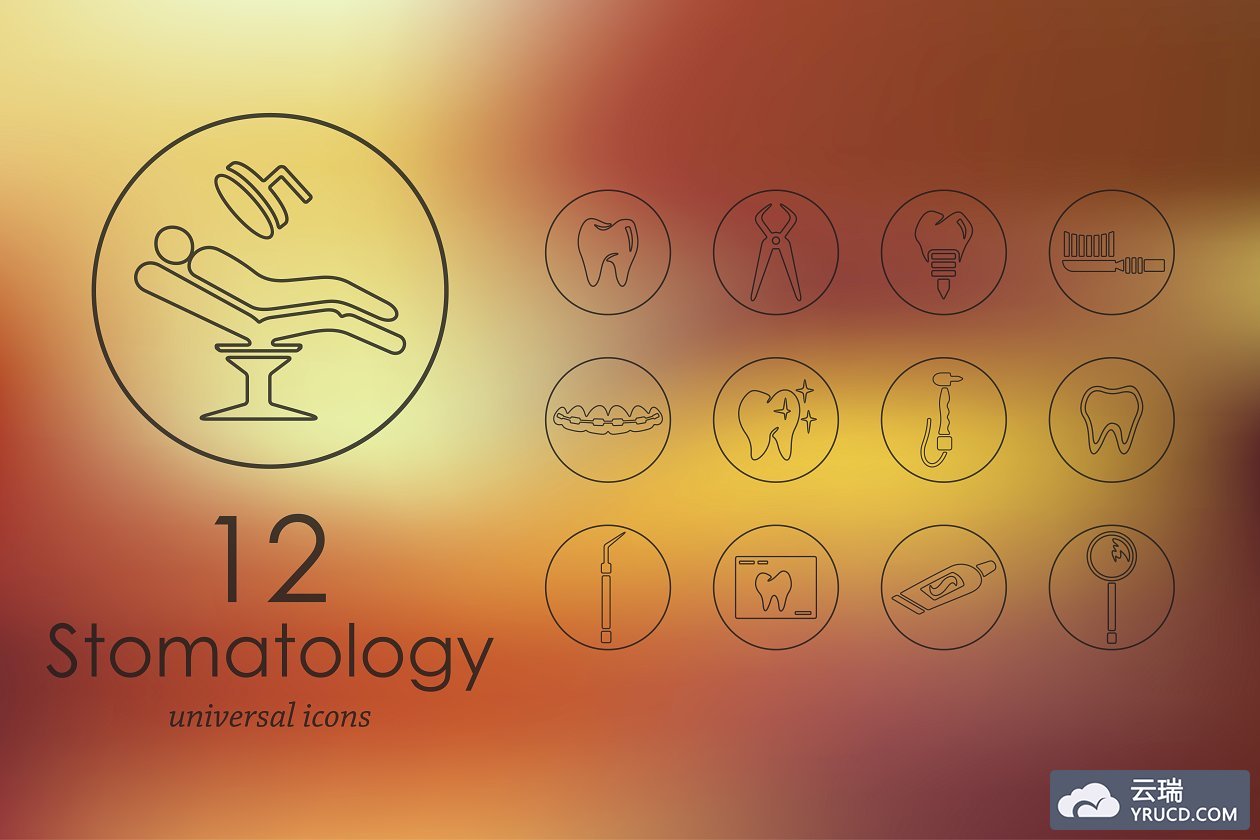 牙科图标素材 12 stomatology line icons