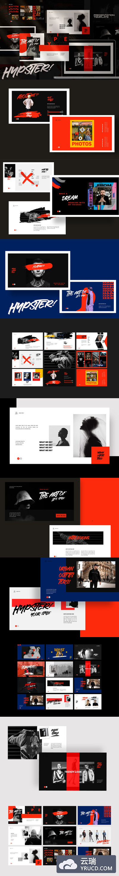 高端时尚多用途的高品质城市创意powerpoint幻灯片演示模板（pptx）