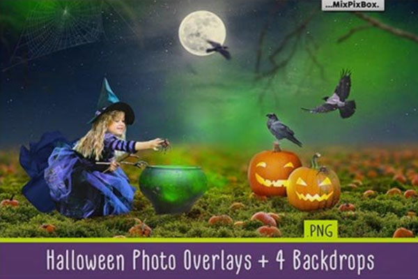 万圣节元素照片叠层背景