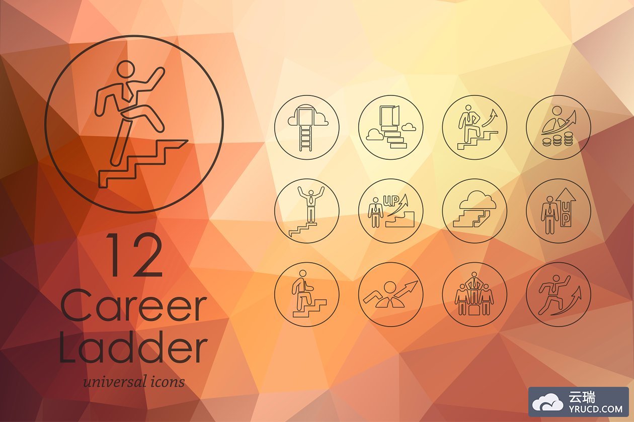 职业阶梯图标素材 12 Career Ladder icons