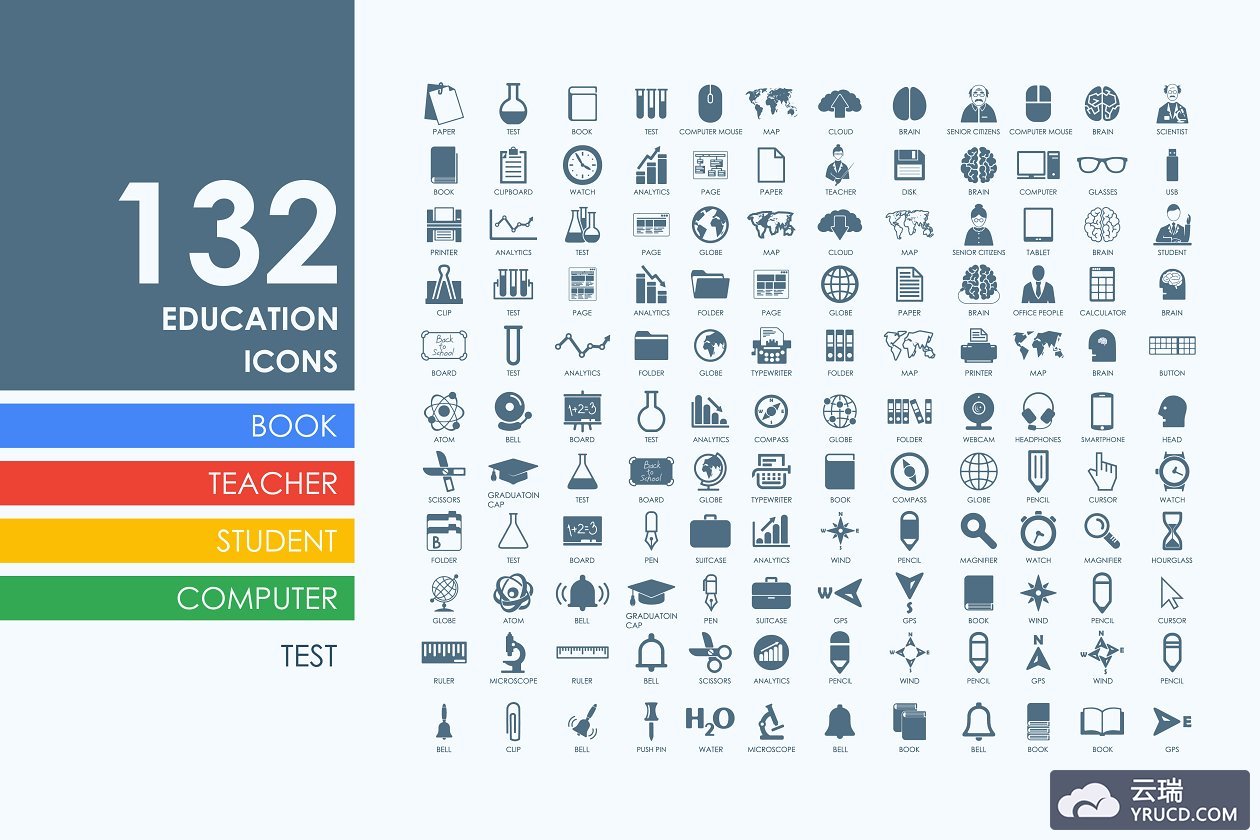 教育图标素材 132 education icons