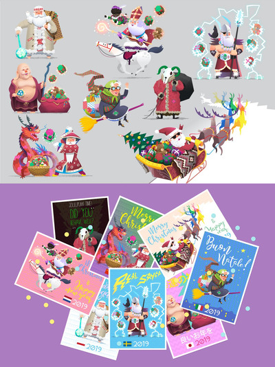 冬季圣诞节假日圣诞老人创意插画素材下载[Ai]