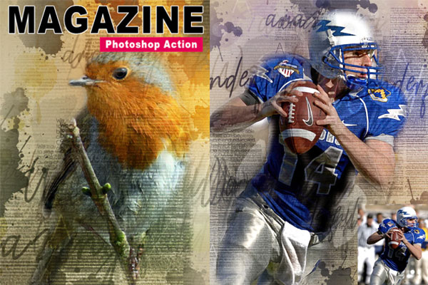 杂志报纸背景艺术绘画效果照片处理ps动作下载