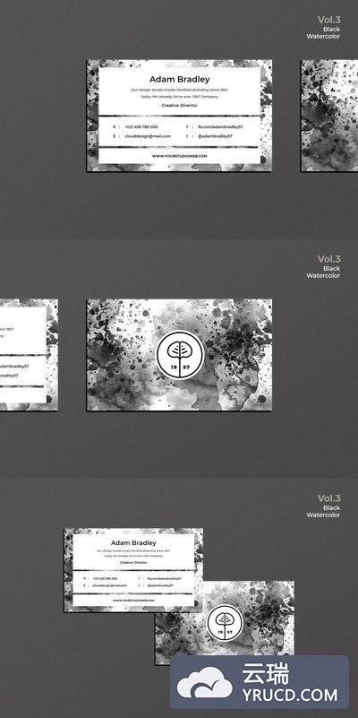 水墨风格的个性名片模板下载[Ai,PSD]