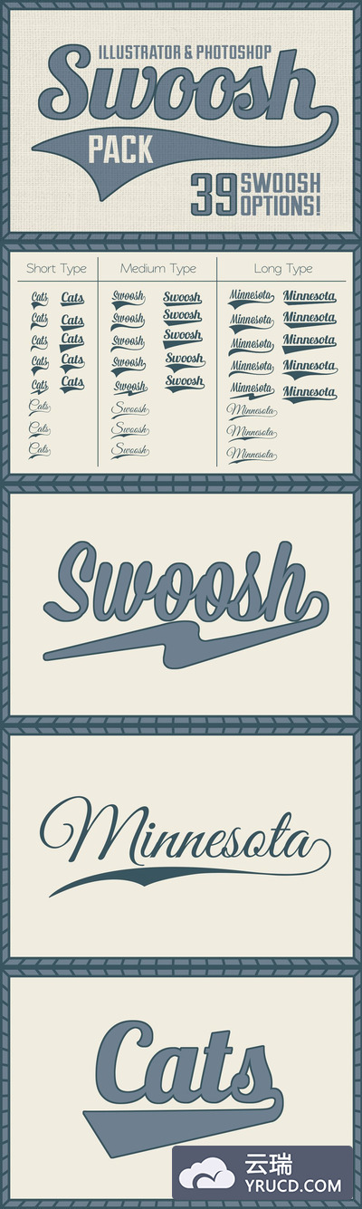 经典设计字体包 Swoosh Pack