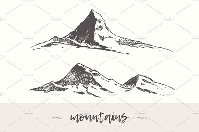 两幅山峰的插图 Two illustrations of mountain peaks