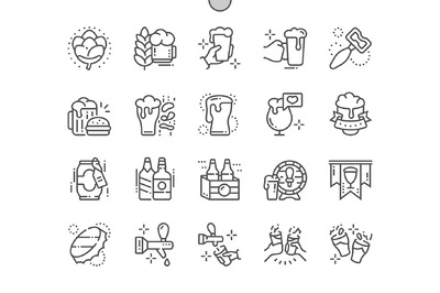 啤酒线条图标素材 Beer Line Icons