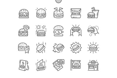 汉堡图标素材 Burger Line Icons