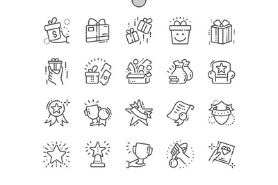 奖励奖品线条图标素材 Rewards  Line Icons