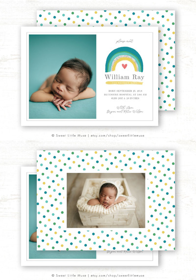 出生宣传卡片 Rainbow Baby Birth Announcement Card