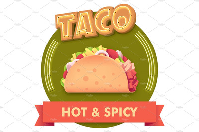 塔克美食插画 Vector taco illustration or label