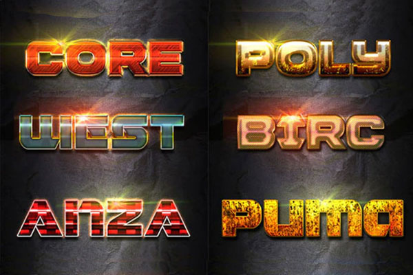 48款金属闪亮的文字效果图层样式套装