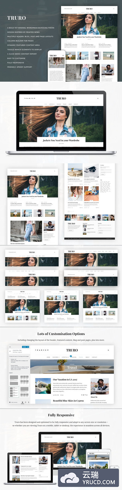 时尚网站皮肤模板 Truro - Bold WP Blogging Theme
