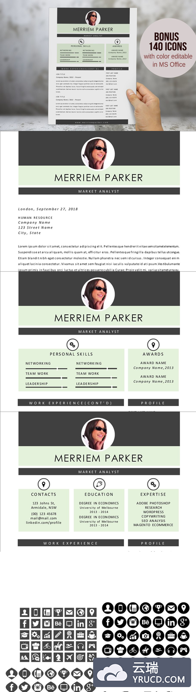 2合1简历模板下载 2 in 1 modern photo resume (2p) pack