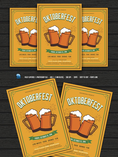 啤酒节海报模板下载 Oktoberfest Flyer