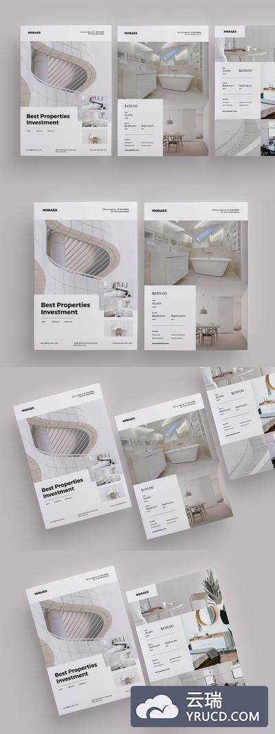 时尚高端专业大气的简约房地产DM宣传单设计模板