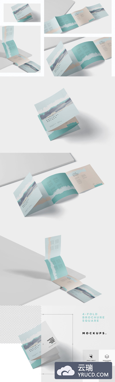 4折页小册子画册样机下载[PSD]