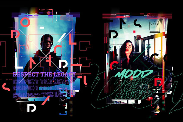 潮流抽象印刷海报效果照片处理ps动作