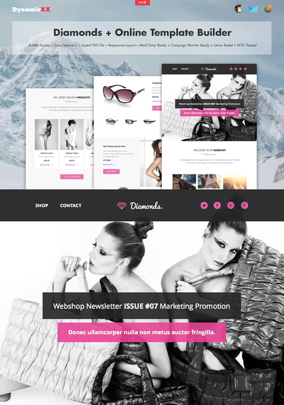 EDM邮件模板 Diamonds + Online Template Builder