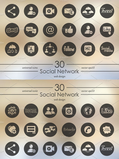 社交矢量图标素材 Set of social network icons