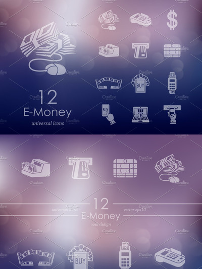 电子货币图标素材 12 e-money icons