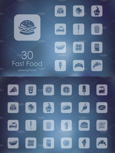 快餐图标素材 Set of fast food icons