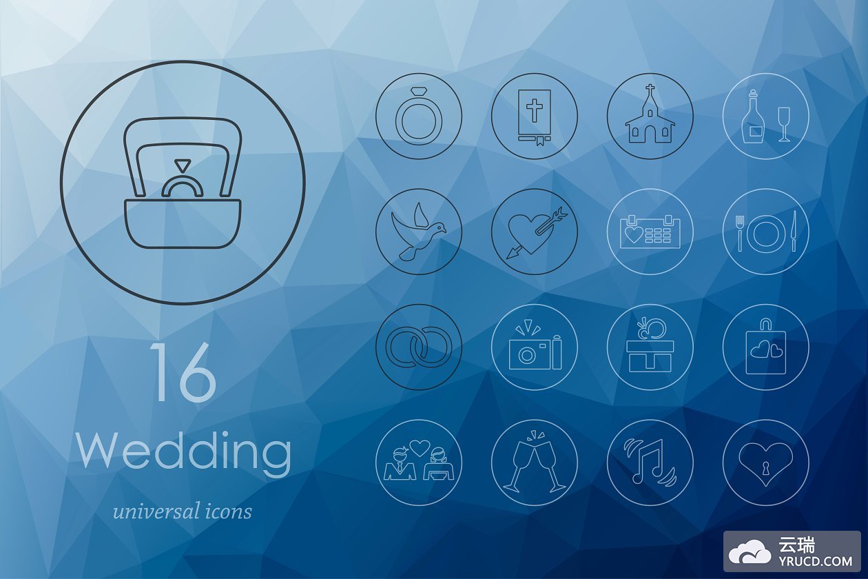婚礼图标素材 16 wedding icons