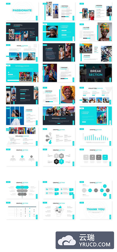 带有热情的业务工作数据汇报PPT模板下载[PPTX]