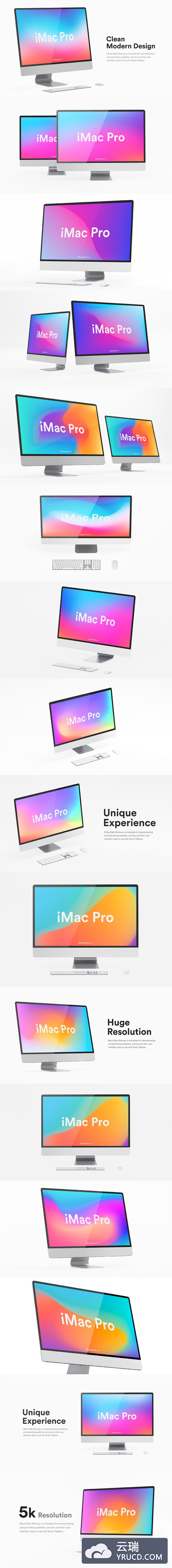 高品质的白色iMac Pro UI样机展示模型mockups