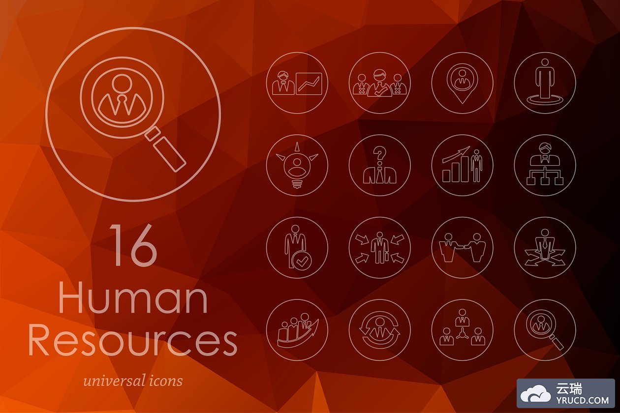 人力资源线型图标素材 16 human resources line icons