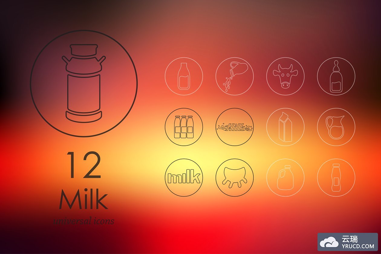 牛奶图标素材 12 milk line icons