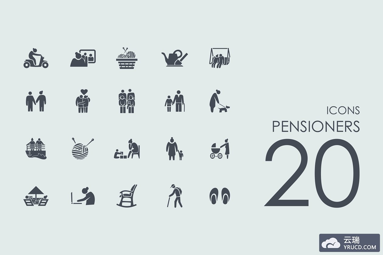 养老金领取者的图标 20 Pensioners icons