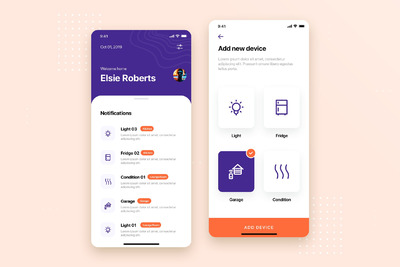 智能居家 移动端 App UI Kit 模板下载[PSD,XD]