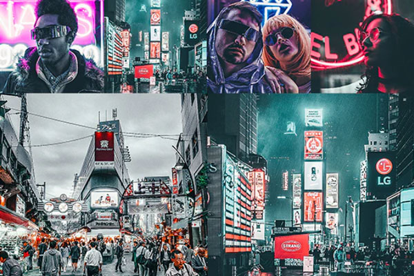 霓虹灯特效时尚电影效果照片处理ps特效动作