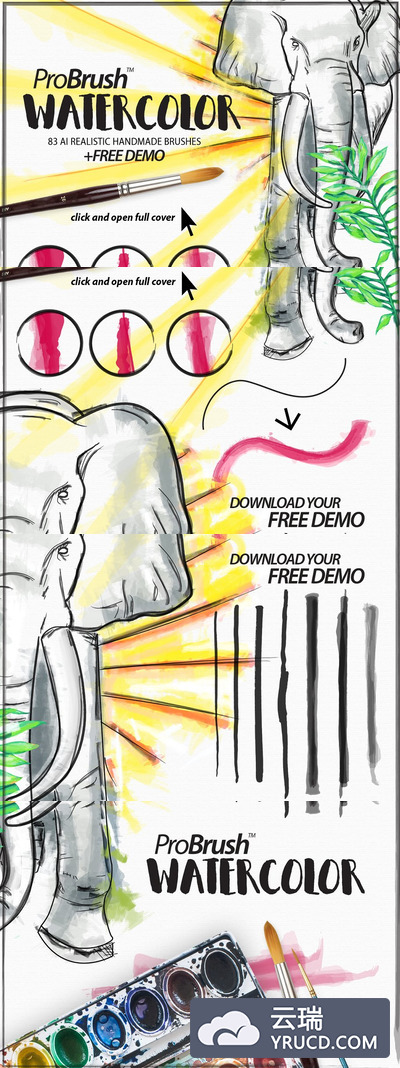 专业水彩笔刷 Watercolor ProBrush™ + Free Demo