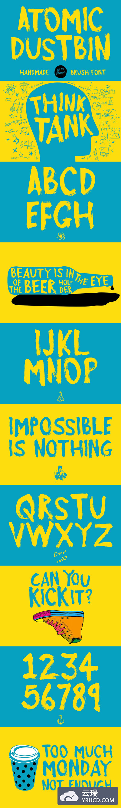 粗犷手写字体 Atomic Dustbin grungy brush display