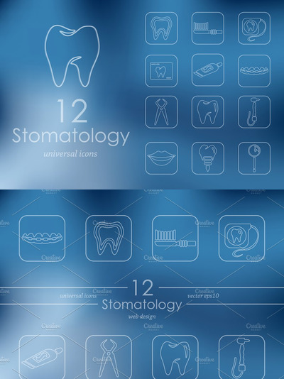 口腔医学图标素材 Set of stomatology icons