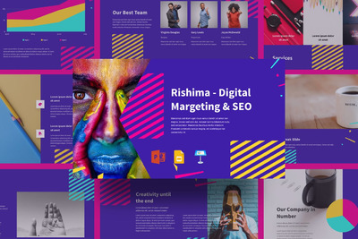 时尚高端绚丽的多用途的高品质数字营销SEO演示powerpoint幻灯片设计模板（pptx&key）