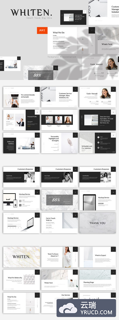 高端优雅时尚高级灰配色的高品质powerpoint幻灯片演示模板（pptx）