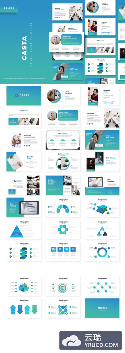 时尚高端多用途的高品质简约Google Slides谷歌幻灯片演示模板（pptx）