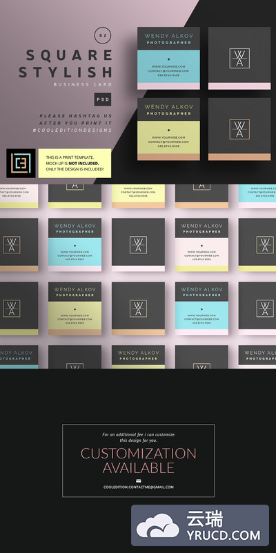 时尚商业名片模板 Square Stylish - Business Card 82