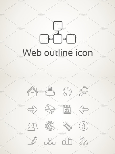 网页图标素材 Web outline icon