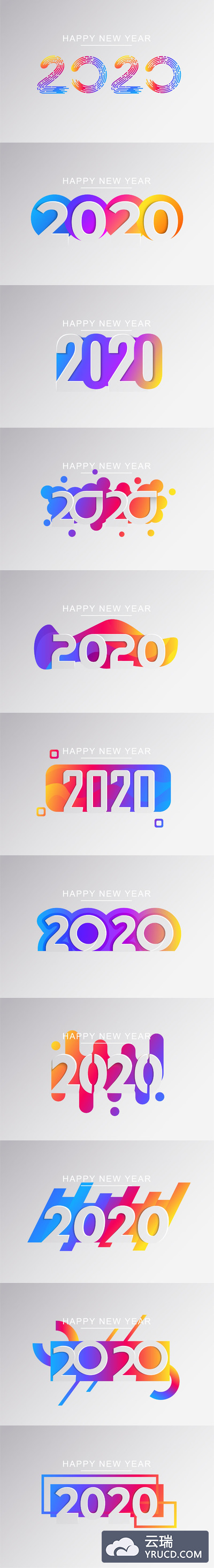 2020 新年标识字体素材下载[Ai]