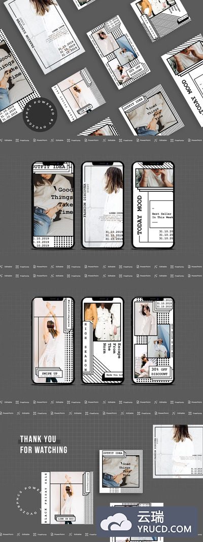 时尚风格微信等社交媒体传播专用手机版PPT模板下载 [PPTX]