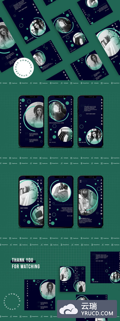 时尚风格微信等社交媒体传播专用手机版PPT模板下载 [PPTX]