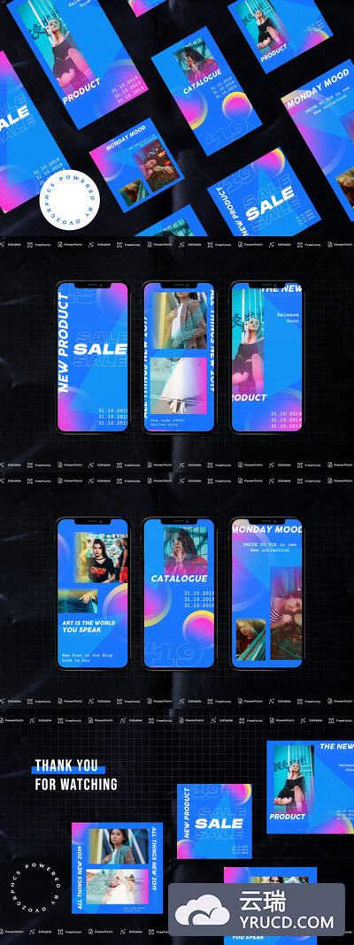 时尚风格微信等社交媒体传播专用手机版PPT模板下载 [PPTX]